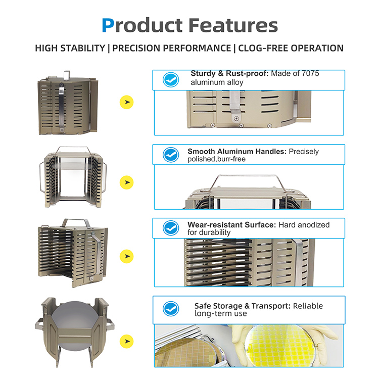 8 inch 13 slot Metal Wafer Cassette(12.6mm Slot Pitch)