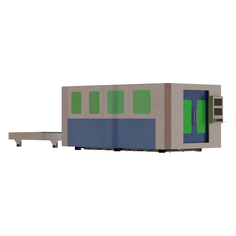 Laser cutting machine with exchange table and cover
