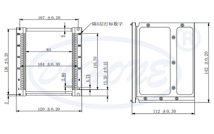 4 Inch 25 Slot X04 Metal Wafer Cassette(4.75mm Slot Pitch)