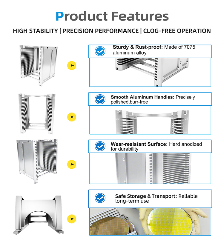 4 Inch 25 Slot X04 Metal Wafer Cassette(4.75mm Slot Pitch)