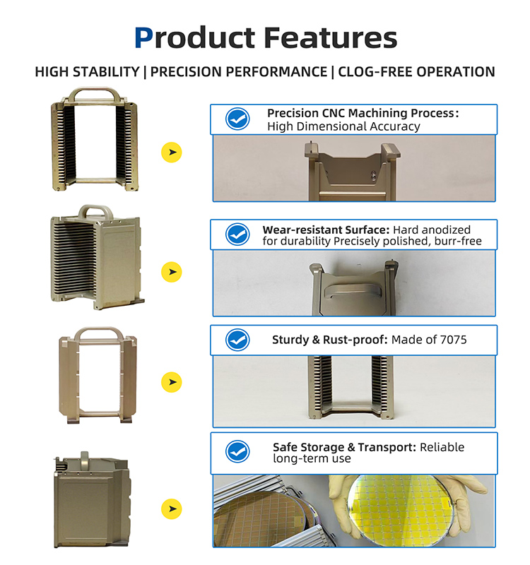 4 Inch 25 Slot Q04 Metal Wafer Cassette(4.77mm Slot Pitch)