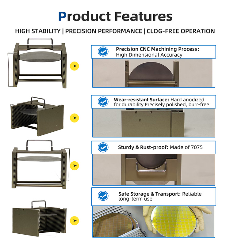 8 Inch 25 Slot H08 Metal Wafer Cassette(4.76mm Slot Pitch)