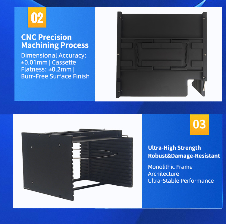 8 inch 13 Slot L08 Wafer Frame Cassette with Auto-Locking Mechanism