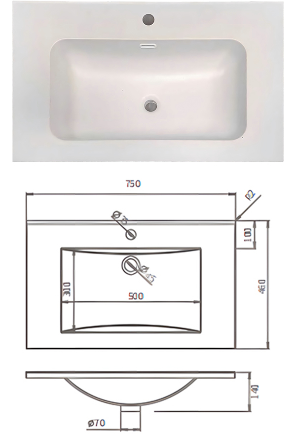SMC Countertop Wash Basin