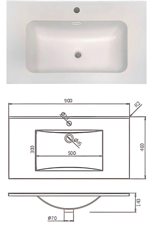 SMC Countertop Wash Basin