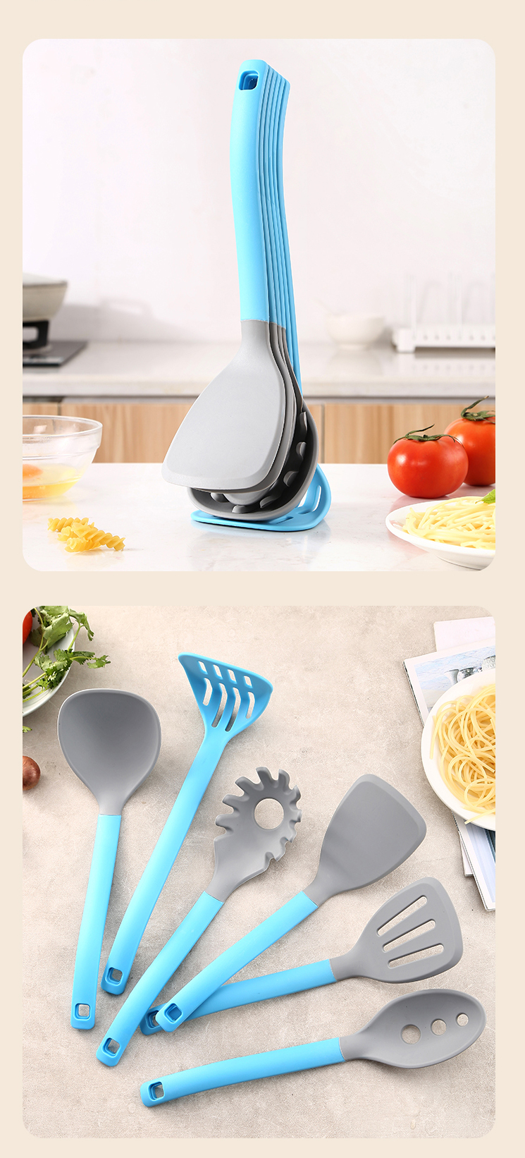 Premium Nylon 6-Piece Kitchen Utensil Set with Stand