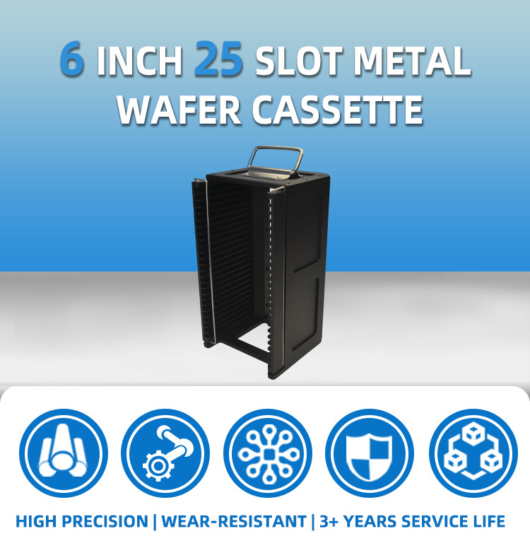 6 Inch 25 Slot I06 Metal Wafer Cassette(11mm Slot Pitch)