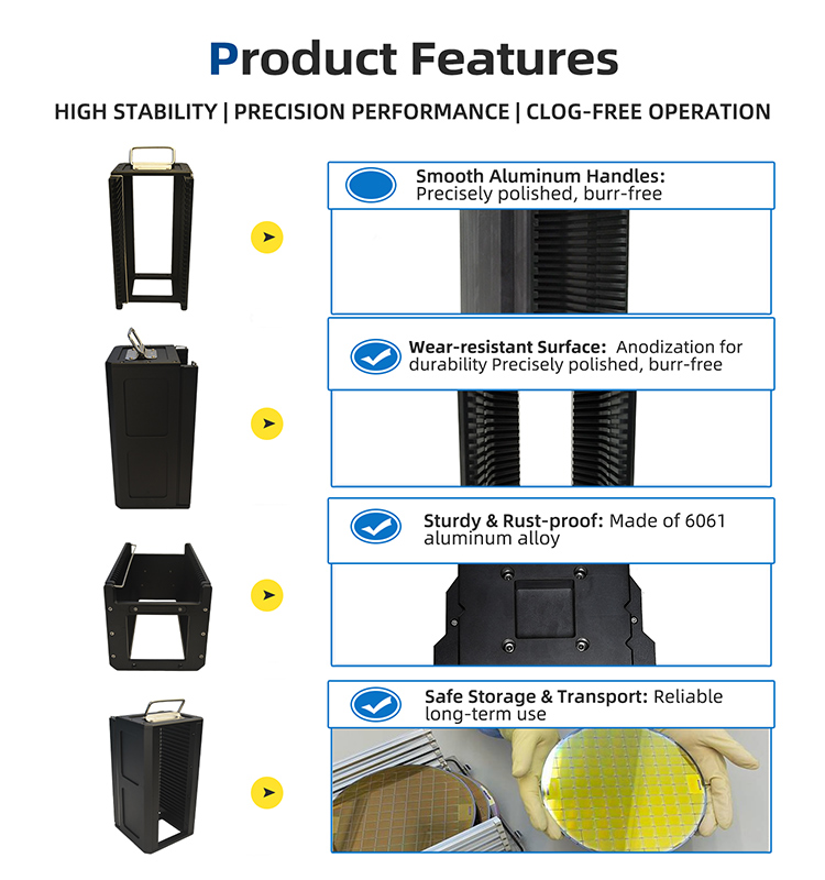 6 Inch 25 Slot I06 Metal Wafer Cassette(11mm Slot Pitch)
