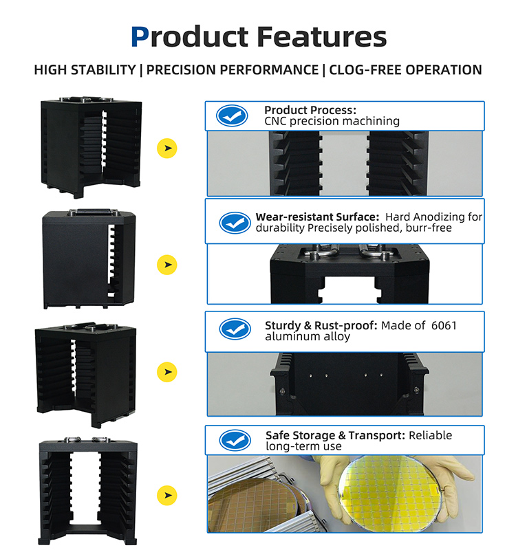 8 Inch 8 Slot B80-R0 Metal Wafer Cassette(22 mm Slot Pitch)