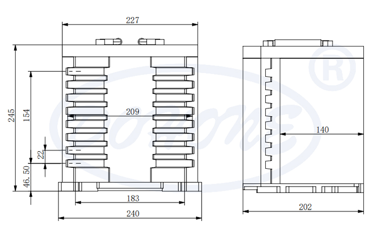 8 Inch 8 Slot B80-R0 Metal Wafer Cassette(22 mm Slot Pitch)