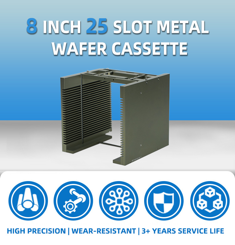 8 Inch 25 Slot A48-R0 Metal Wafer Cassette(6.35 mm Slot Pitch)