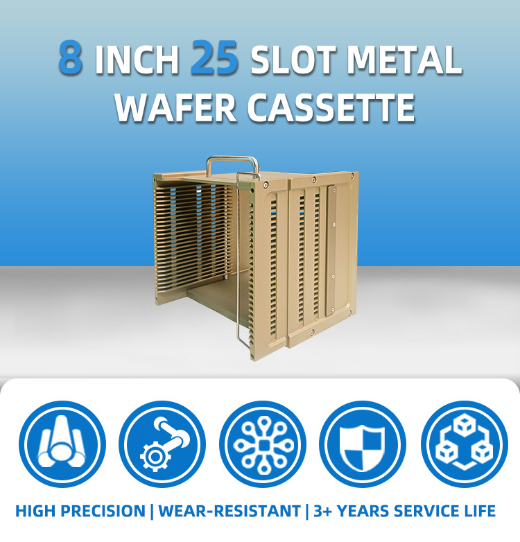 8 Inch 25 Slot K08-R0 Metal Wafer Cassette(6.35 mm Slot Pitch)