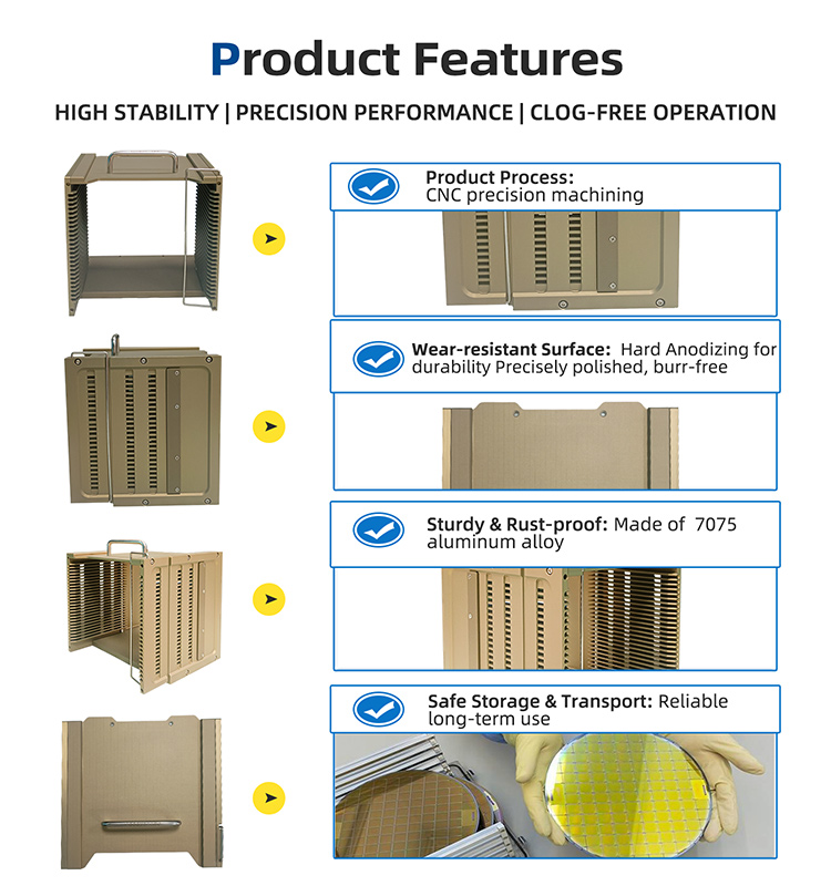8 Inch 25 Slot K08-R0 Metal Wafer Cassette(6.35 mm Slot Pitch)