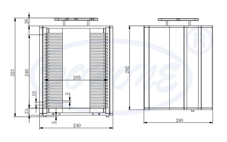 8 Inch 25 Slot Z08-R0 Metal Wafer Cassette(10 mm Slot Pitch)