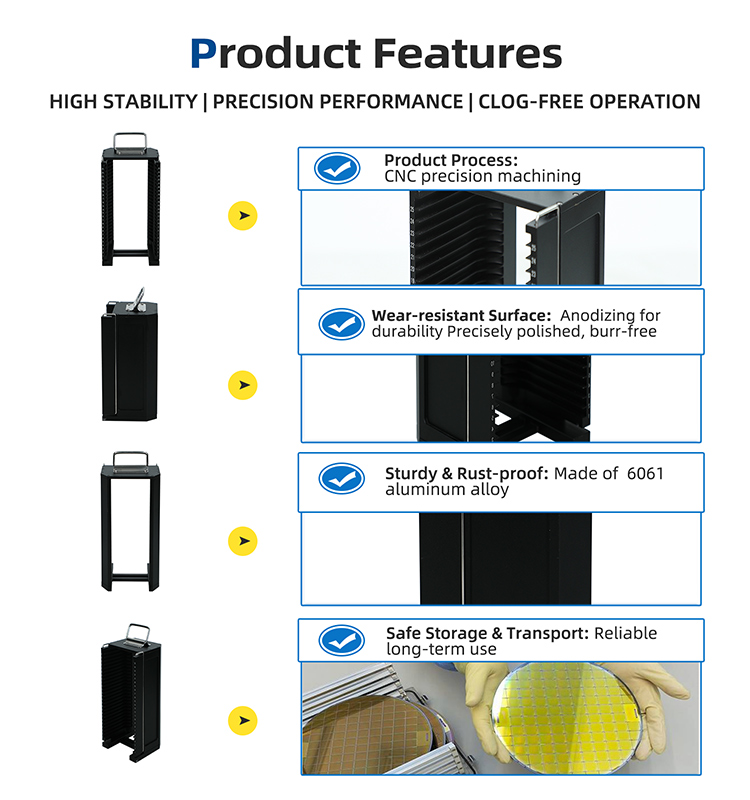 4 Inch 25 Slot H04-R1 Metal Wafer Cassette (8.7 mm Slot Pitch)