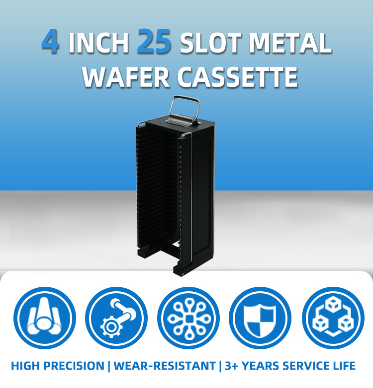 4 Inch 25 Slot H04-R1 Metal Wafer Cassette (8.7 mm Slot Pitch)