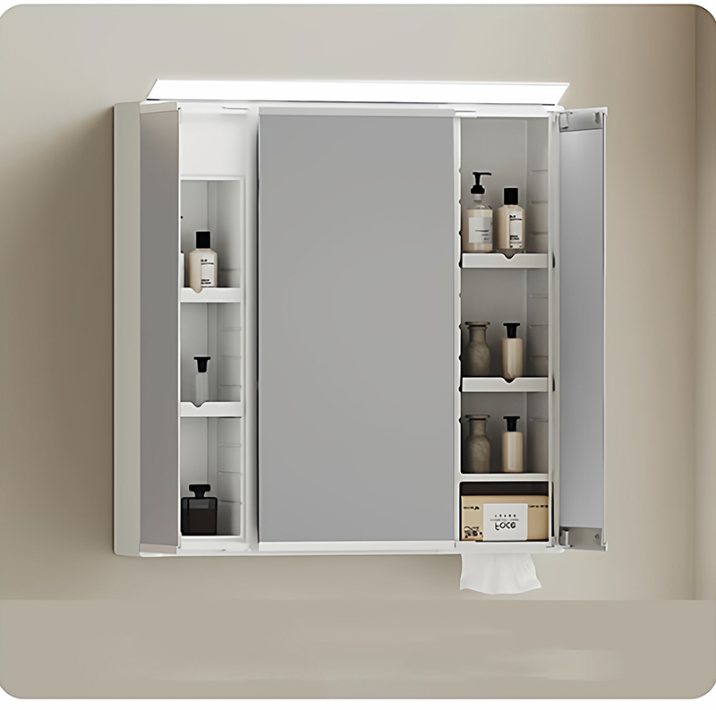 Adjustable Light Ample Storage Grille Bathroom Cabinet with Smart LED Mirror