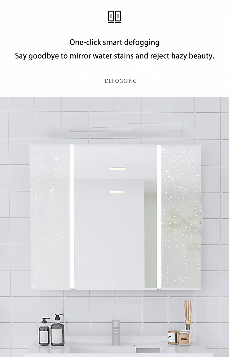 Adjustable Light Ample Storage Grille Bathroom Cabinet with Smart LED Mirror