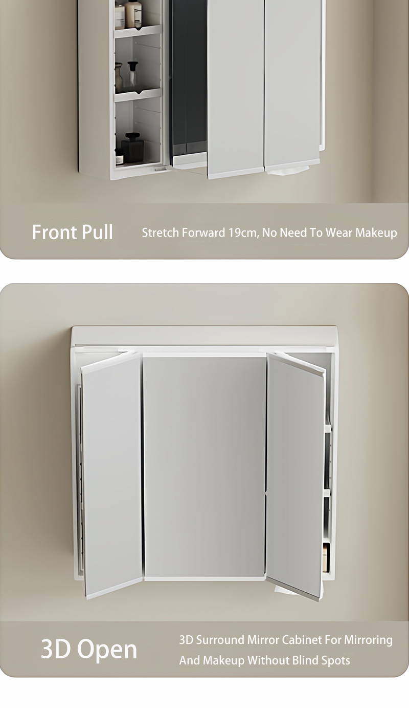 Adjustable Light Ample Storage Grille Bathroom Cabinet with Smart LED Mirror