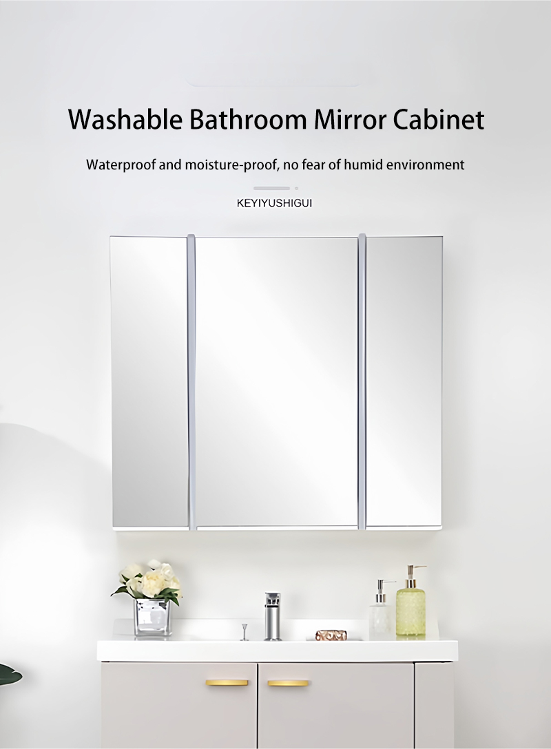 Adjustable Light Ample Storage Grille Bathroom Cabinet with Smart LED Mirror