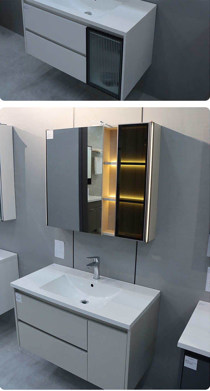 Adjustable Light Ample Storage Grille Bathroom Cabinet with Smart LED Mirror