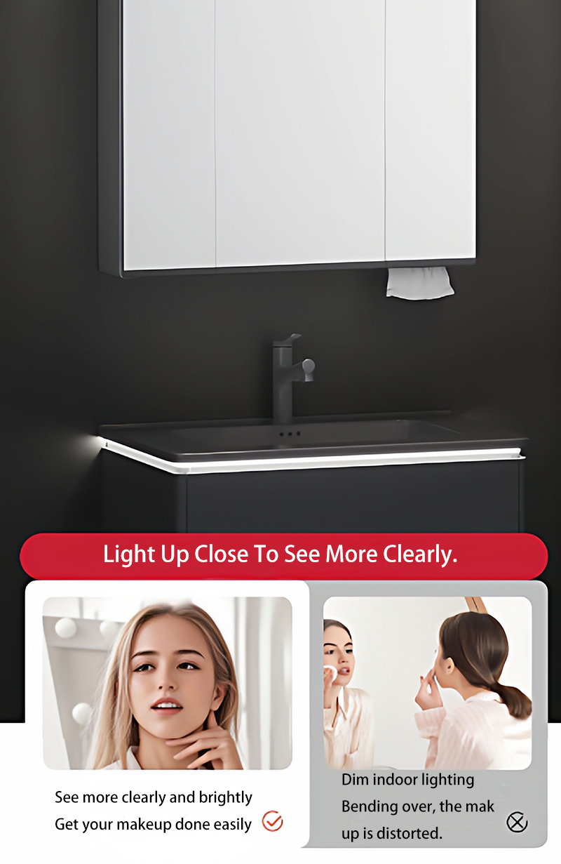 Adjustable Light Ample Storage Grille Bathroom Cabinet with Smart LED Mirror