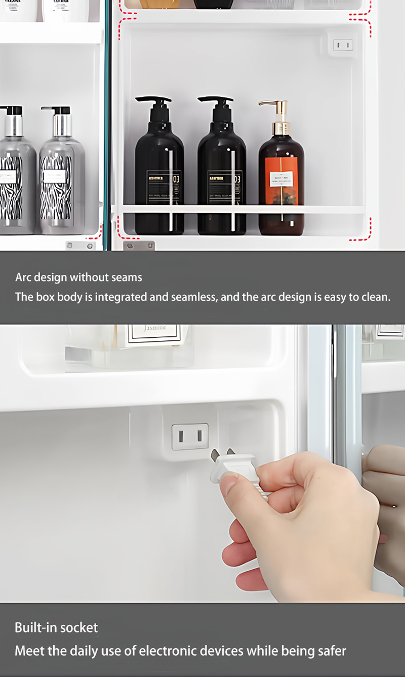 Adjustable Light Ample Storage Grille Bathroom Cabinet with Smart LED Mirror