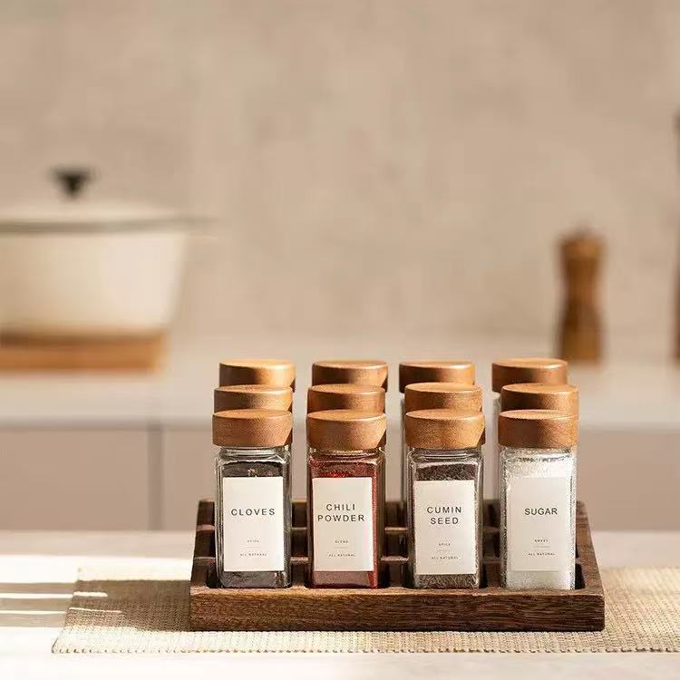 120ml High-Clarity Glass Spice Jars with Acacia Wood Lids