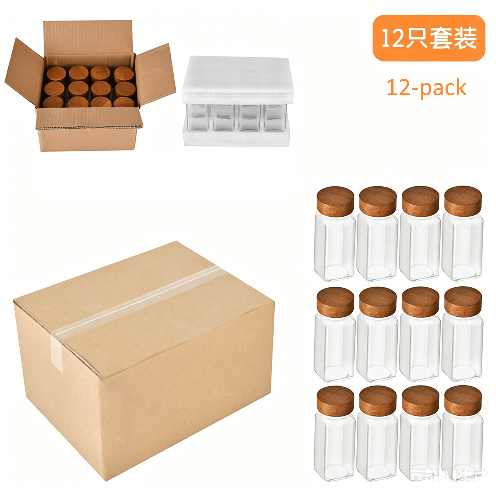 120ml High-Clarity Glass Spice Jars with Acacia Wood Lids