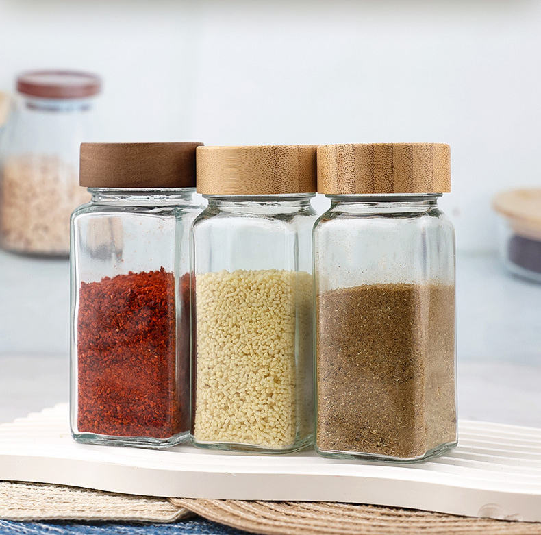 120ml Glass Spice Jars with Natural Wood Lids
