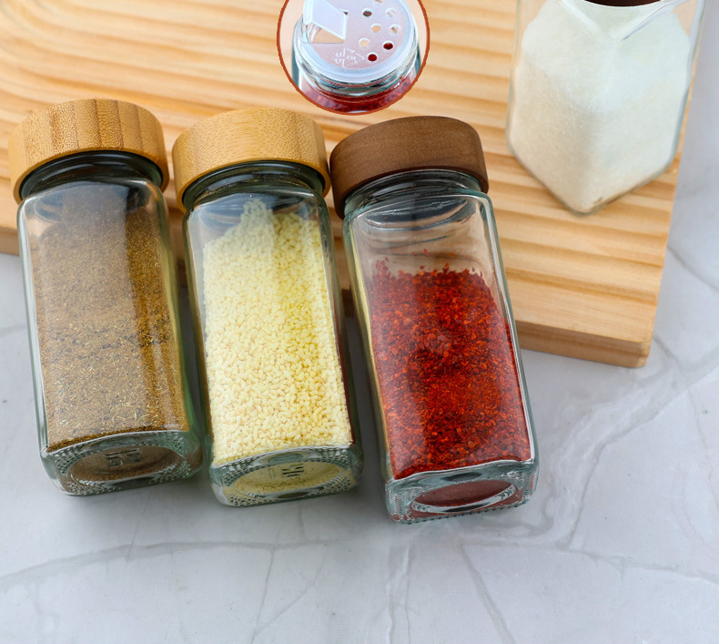 120ml Glass Spice Jars with Natural Wood Lids