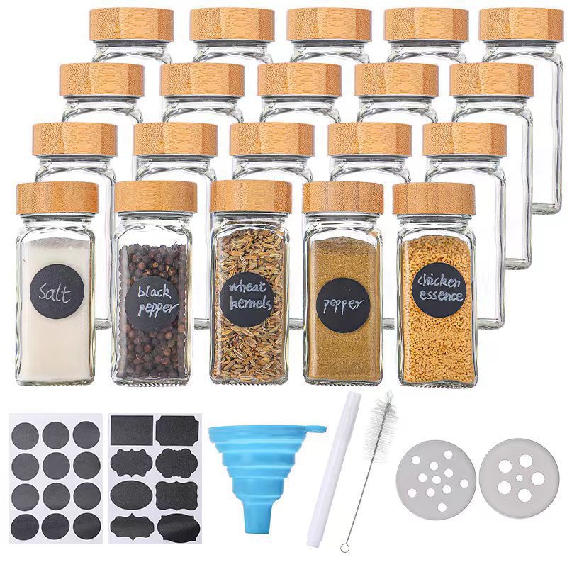 120ml Glass Spice Jars with Natural Wood Lids