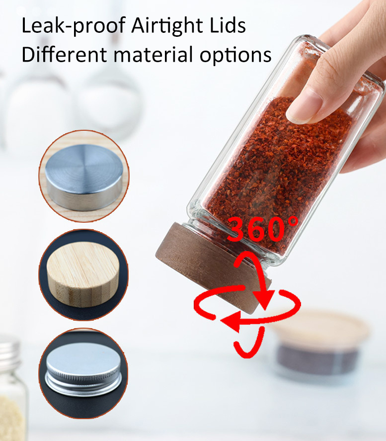 120ml Glass Spice Jars with Natural Wood Lids