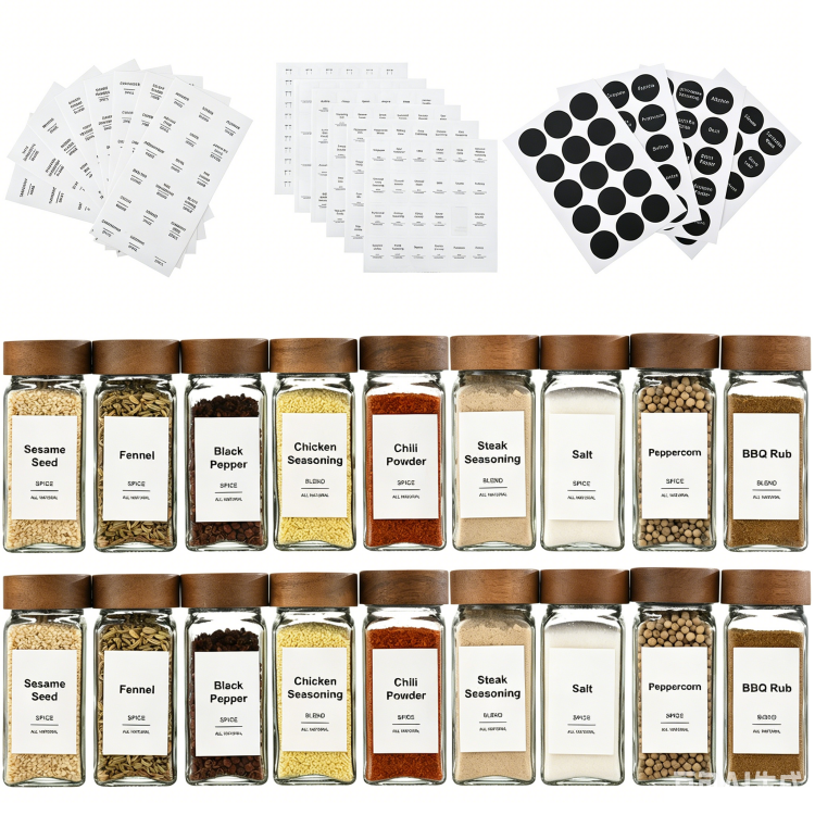 120ml Glass Spice Jars with Natural Wood Lids