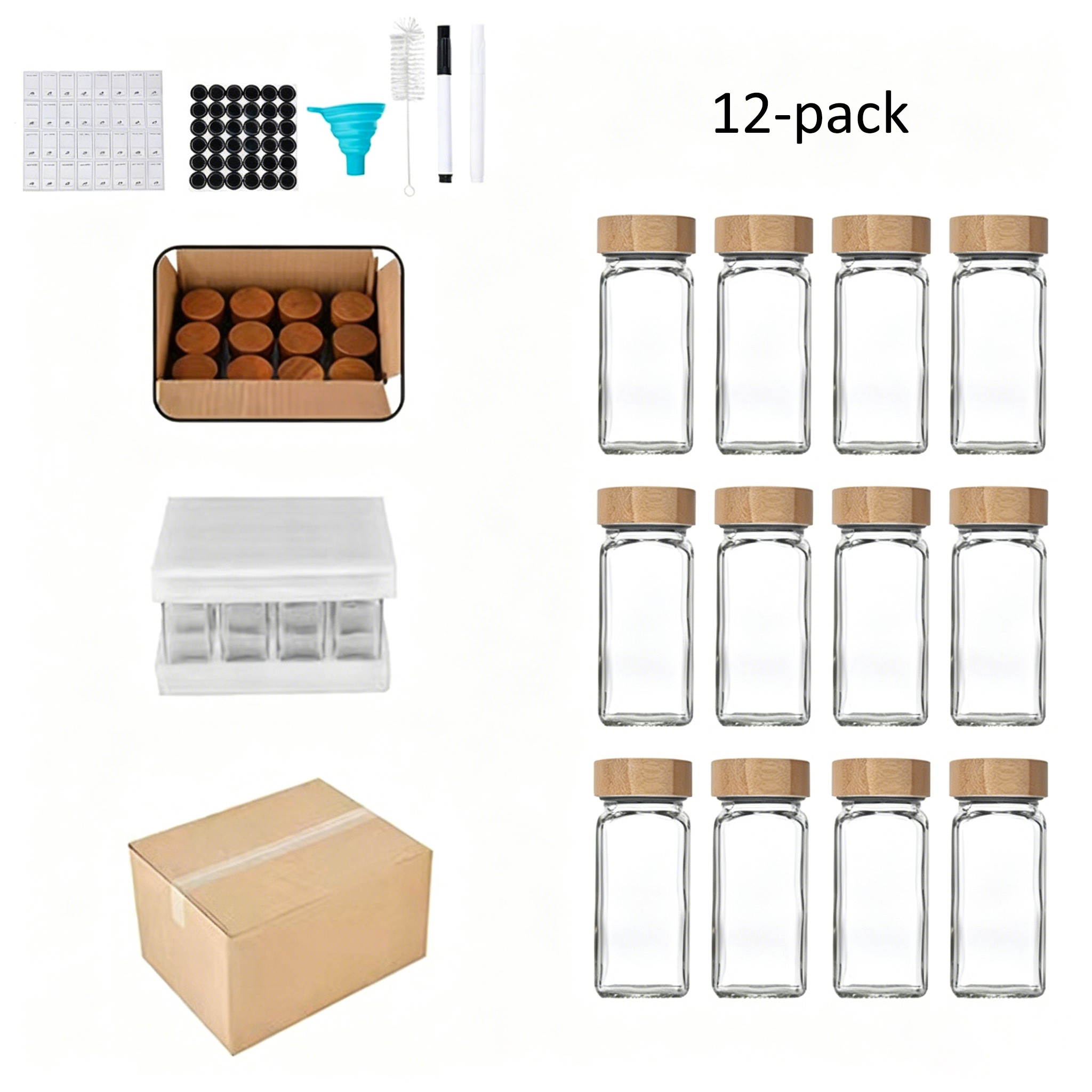 120ml Glass Spice Jars with Natural Wood Lids