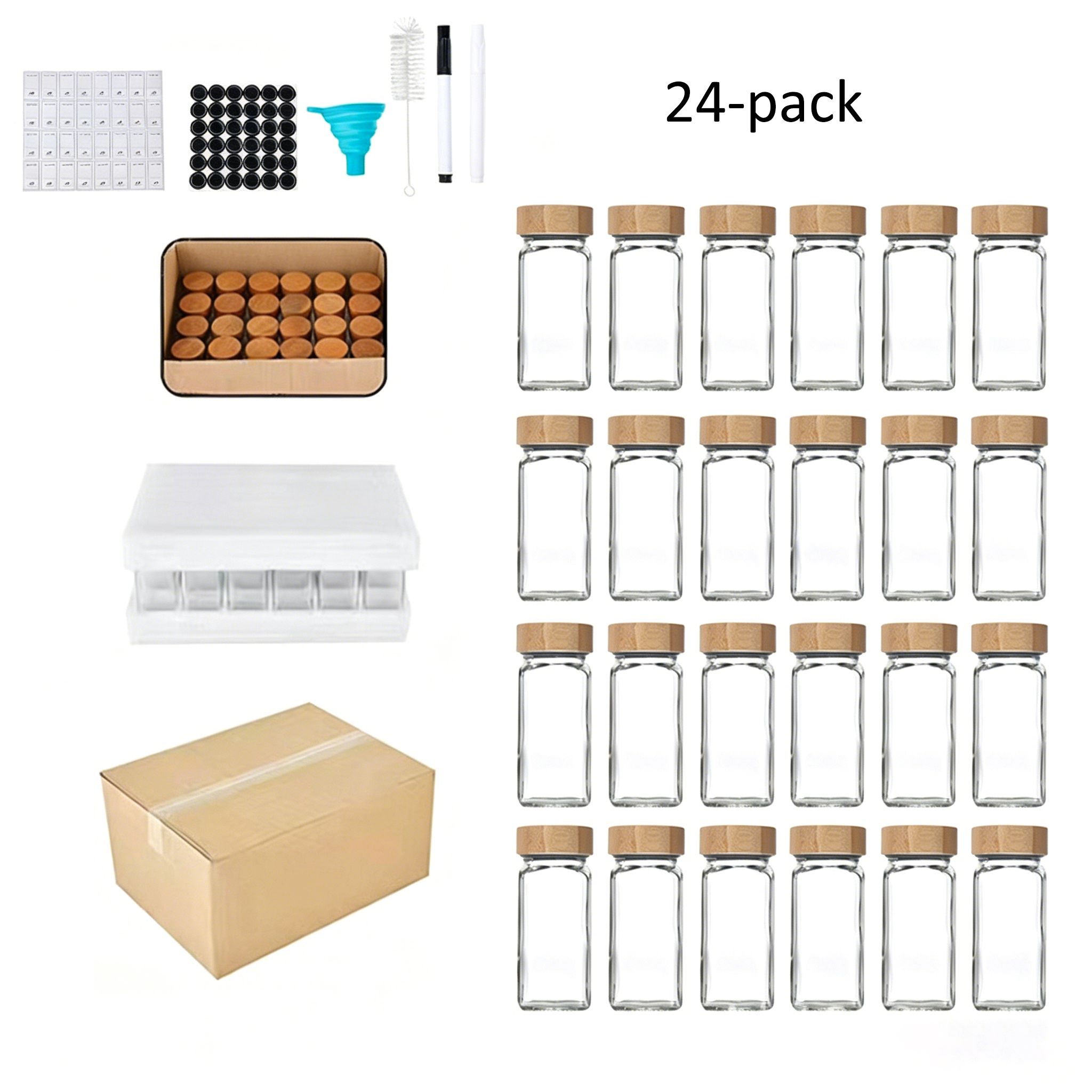 120ml Glass Spice Jars with Natural Wood Lids