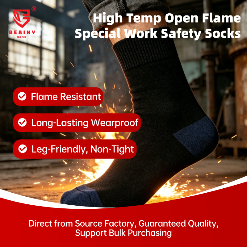 Carbon & Aramid Fire Resistant Socks, High Temperature Burn-Proof Safety Socks for Welding Metallurgy Forging Industry