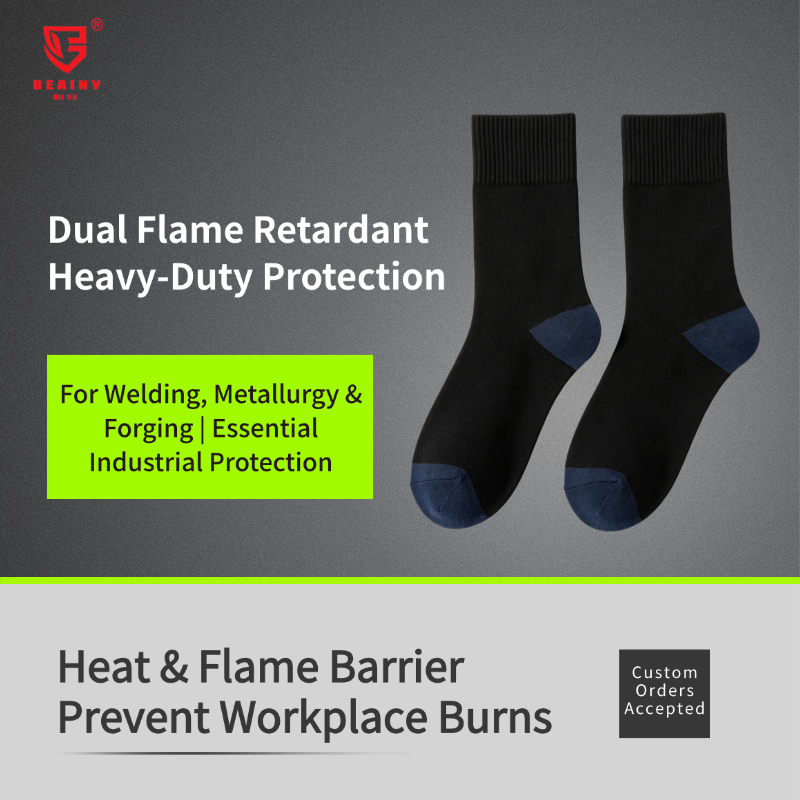 Carbon & Aramid Fire Resistant Socks, High Temperature Burn-Proof Safety Socks for Welding Metallurgy Forging Industry