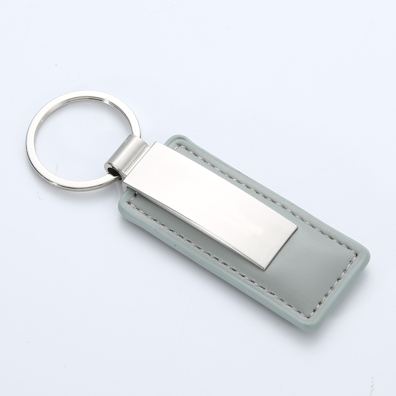 Fashion Design Metal Card Pu Leather Keychain