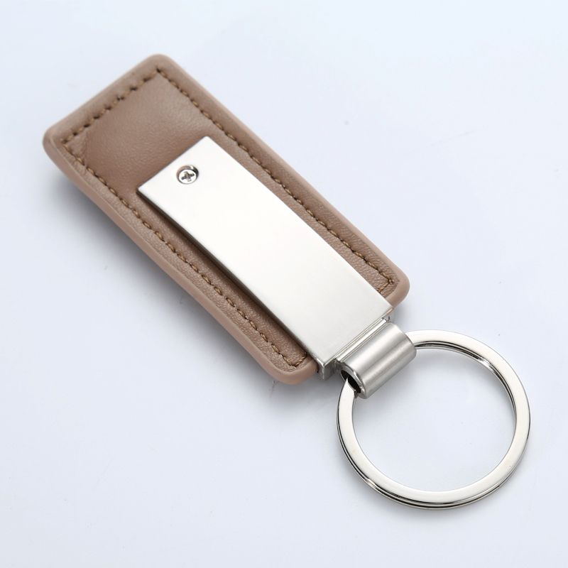 Fashion Design Metal Card Pu Leather Keychain