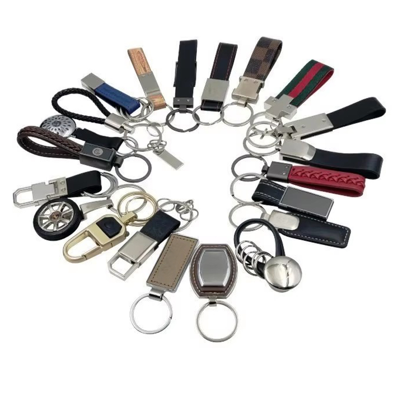 Fashion Design Metal Card Pu Leather Keychain