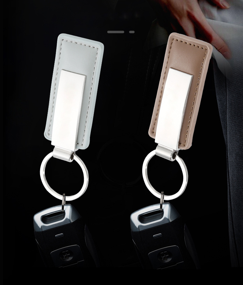 Fashion Design Metal Card Pu Leather Keychain