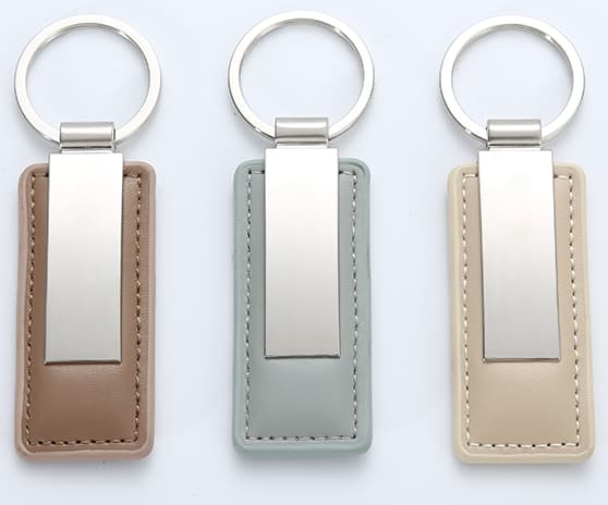 Fashion Design Metal Card Pu Leather Keychain