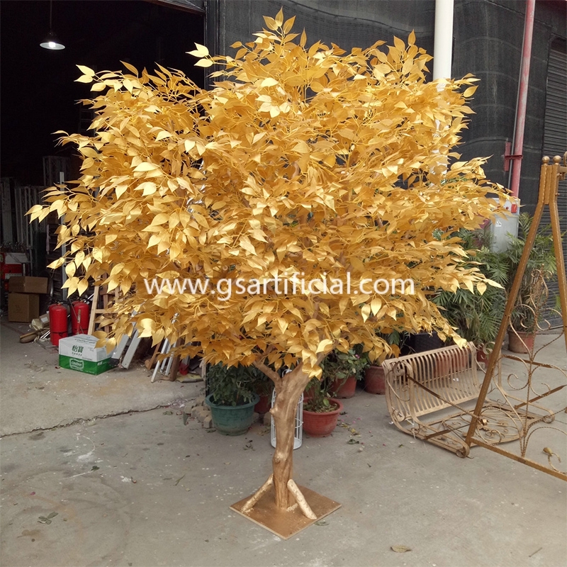 Fiberglass Gold Tree Artificial Ficus Big Tree for Decoration