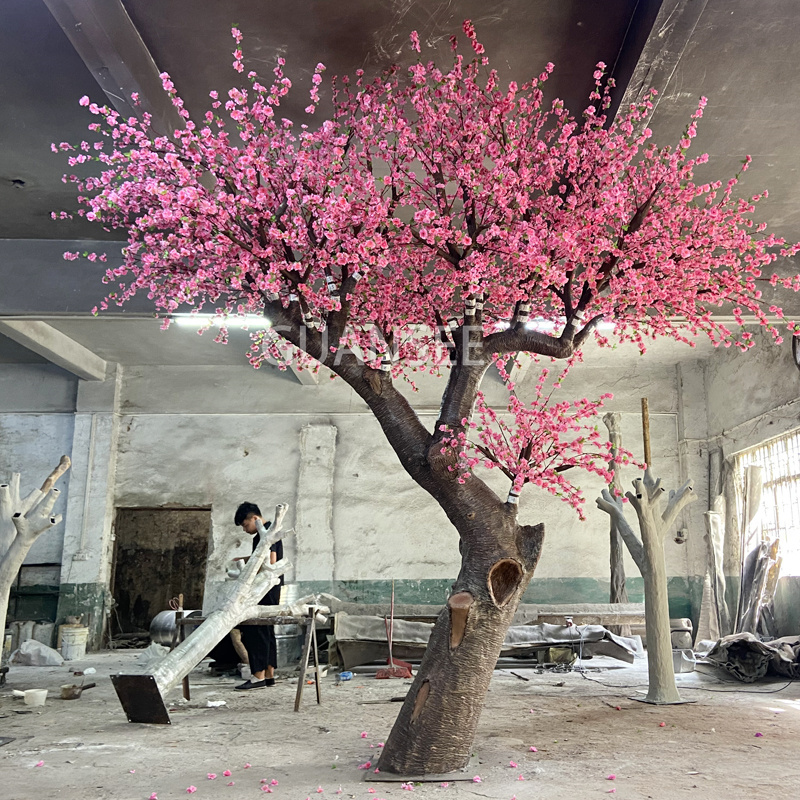  4 m høj lyserød stor plante Hus- og havedekoration Kunstigt ferskenblomsttræ 