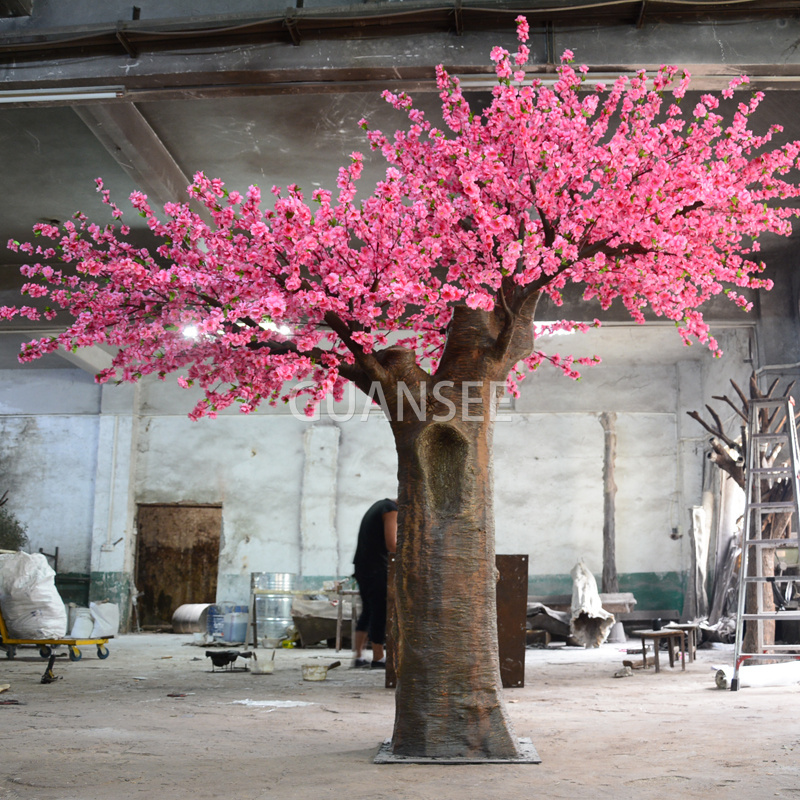  4 m højt lyserødt stort kunstigt ferskenblomsttræ 
