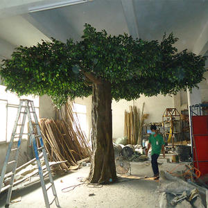 зелено фибростъкло Изкуствено фикусово дърво с персонализиран размер фалшиво баняново дърво