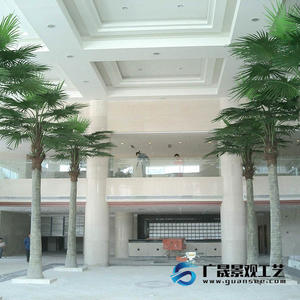 Ticarət mərkəzi binasının daxili bəzəkləri üçün süni palma ağacı saxta fan ağacı