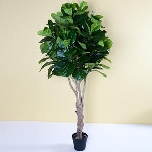 Hazo artifisialy haingon-trano anatiny sy ivelany napetaka Faux Ficus Lyrata Plant