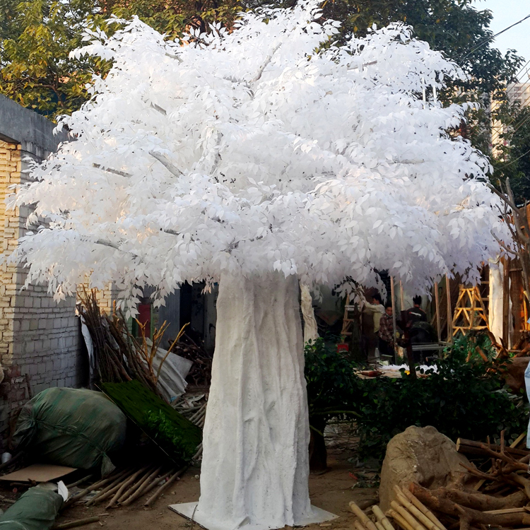 Цена на едро Изкуствено бяло фикусово дърво вътрешна и външна декорация нов продукт